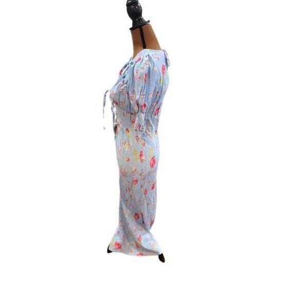 Topshop Blue Midi Dress with Tie Details in a Vintage Floral Print NWOT – Size 4 - Picture 5 of 9